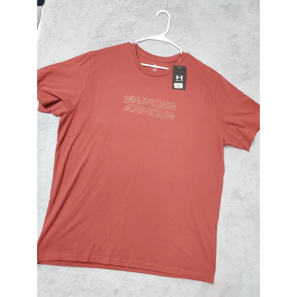 NEW Under Armour Shirt Mens 2XL XXL Outdoor Trail Wordmark Graphic Tee Maroon